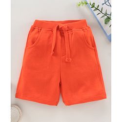 Babyhug Knit Cotton Knee Length Solid Shorts - Orange