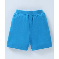 Babyhug Cotton Knit Knee Length Shorts Solid - Blue
