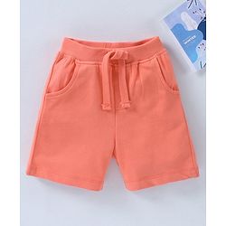 Babyhug Knee Length Knit Cotton Shorts Solid- Orange