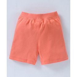Babyhug Knee Length Knit Cotton Shorts Solid- Orange