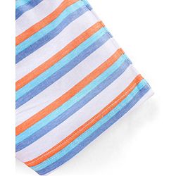 Babyhug Cotton Knit Mid Thigh Length Striped Shorts Pack of 3 - White Orange Blue