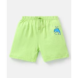 Babyhug Cotton Knit Mid Thigh Length Shorts Dolphin Print Pack of 3 - Lime Green White & Blue