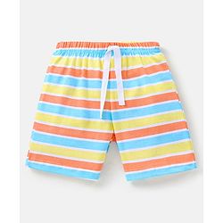 Babyhug Cotton Knit Mid Thigh Length Shorts Dolphin Print Pack of 3 - Lime Green White & Blue