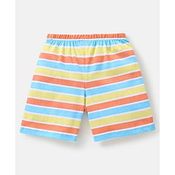 Babyhug Cotton Knit Mid Thigh Length Shorts Dolphin Print Pack of 3 - Lime Green White & Blue