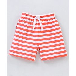 Babyhug Cotton Knit Mid Thigh Length Shorts Fox & Stripes Print- Blue & Orange