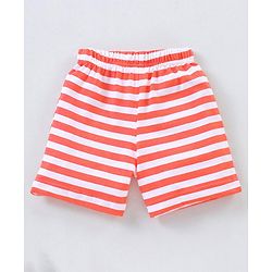 Babyhug Cotton Knit Mid Thigh Length Shorts Fox & Stripes Print- Blue & Orange