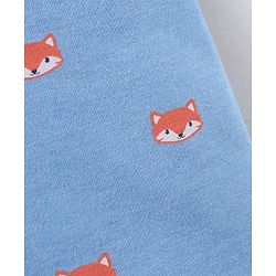 Babyhug Cotton Knit Mid Thigh Length Shorts Fox & Stripes Print- Blue & Orange