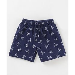 Babyhug Cotton Knit Mid Thigh Length Shorts All Over Print - Blue