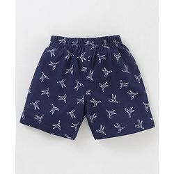Babyhug Cotton Knit Mid Thigh Length Shorts All Over Print - Blue