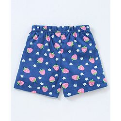 Babyhug Cotton Knit Mid Thigh Length Short Strawberry Print Pack of 3 - Pink & Navy Blue