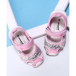 Cute Walk by Babyhug Velcro Closure Embellished Sandals Butterfly Applique- Pink