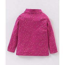 Babyhug Cotton Knit Full Sleeves Glitter Printed Skivi Top - Purple