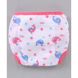 Babyhug Muslin Cotton Reusable Velcro Printed Cloth Nappies Small Set of 5 - Multicolor