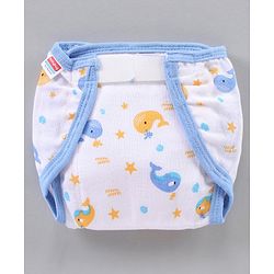 Babyhug Muslin Cotton Reusable Velcro Printed Cloth Nappies Small Set of 5 - Multicolor