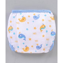Babyhug Muslin Cotton Reusable Velcro Printed Cloth Nappies Small Set of 5 - Multicolor