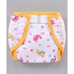 Babyhug Muslin Cotton Reusable Velcro Printed Cloth Nappies Small Set of 5 - Multicolor