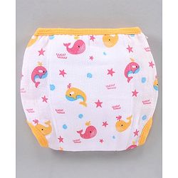 Babyhug Muslin Cotton Reusable Velcro Printed Cloth Nappies Small Set of 5 - Multicolor