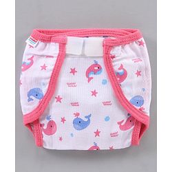 Babyhug Muslin Cotton Reusable Velcro Printed Cloth Nappies Small Set of 12 - Multicolor