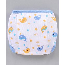 Babyhug Muslin Cotton Reusable Velcro Printed Cloth Nappies Small Set of 12 - Multicolor