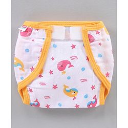 Babyhug Muslin Cotton Reusable Velcro Printed Cloth Nappies Small Set of 12 - Multicolor