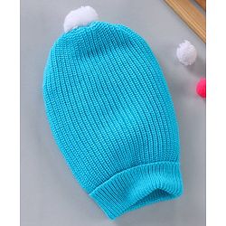 Babyhug Woollen Cap Solid Blue - Diameter 7 cm