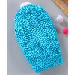 Babyhug Woollen Cap Solid Blue - Diameter 7 cm