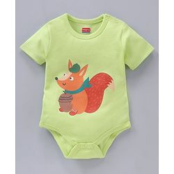 Babyhug 100% Cotton Half Sleeves Onesies Striped And Squirrel Print Pack of 3 - Multicolour