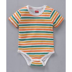 Babyhug 100% Cotton Half Sleeves Onesies Striped And Squirrel Print Pack of 3 - Multicolour