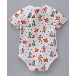 Babyhug 100% Cotton Half Sleeves Onesies Striped And Squirrel Print Pack of 3 - Multicolour