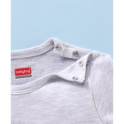 Babyhug Cotton Knit Full Sleeves Printed Romper - Grey