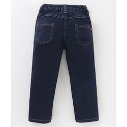 Babyhug Full Length Washed Denim Stretchable Jeans Solid Colour - Blue