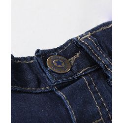 Babyhug Full Length Washed Denim Stretchable Jeans Solid Colour - Blue