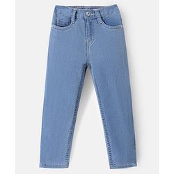 Babyhug Full Length Washed Denim Jeans - Light Blue