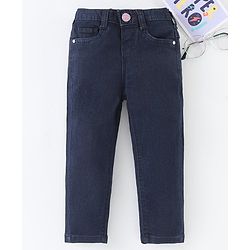 Babyhug Full Length Washed Denim Jeans - Dark Blue