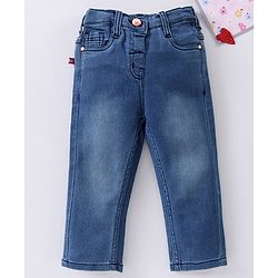 Babyhug Full Length Washed Denim Jeans - Blue