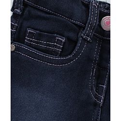 Babyhug Mid Thigh Denim Washed Shorts With Stretch - Dark Blue