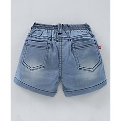 Babyhug Mid Thigh Denim Washed Shorts With Stretch - Light Blue