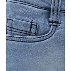 Babyhug Mid Thigh Denim Washed Shorts With Stretch - Light Blue