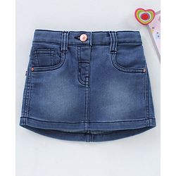 Babybug Cotton Lyrca Mid Thigh Denim Skirts - Medium Blue