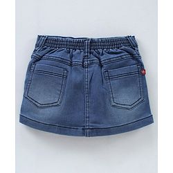Babybug Cotton Lyrca Mid Thigh Denim Skirts - Medium Blue
