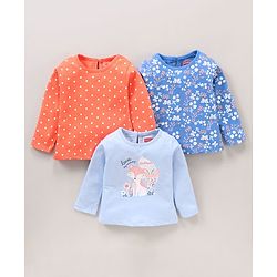 Babyhug 100% Cotton Full Sleeves Tees With Graphic Print Pack of 3 - Multicolor