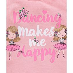 Babyhug Cotton Knit Full Sleeves T-Shirt with Frill Detailing Text Print - Pink