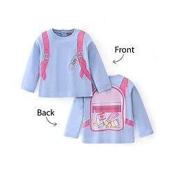 Babyhug 100% Cotton Full Sleeves T-Shirt Bagpack Graphics - Navy Blue