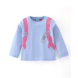 Babyhug 100% Cotton Full Sleeves T-Shirt Bagpack Graphics - Navy Blue