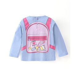 Babyhug 100% Cotton Full Sleeves T-Shirt Bagpack Graphics - Navy Blue