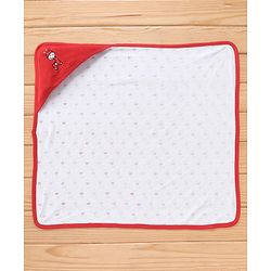 Babyhug Knit Terry Towels And Cartoon Print Pack Of 2 - Red