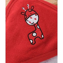 Babyhug Knit Terry Towels And Cartoon Print Pack Of 2 - Red