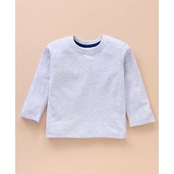 Babyhug Cotton Knit Full Sleeves Solid Tee & Fox Printed Dungaree - Grey Blue