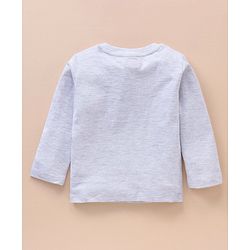Babyhug Cotton Knit Full Sleeves Solid Tee & Fox Printed Dungaree - Grey Blue