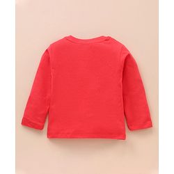 Babyhug Cotton Knit Full Sleeves Solid Tee & Apple Printed Dungaree - Red & Grey